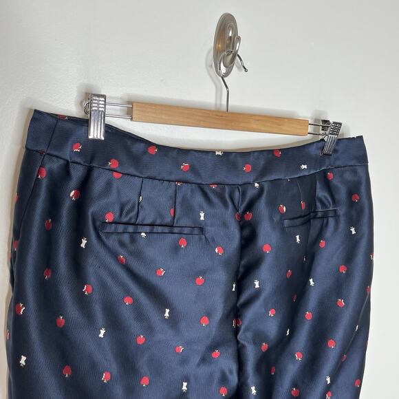 Talbots Apple Embroidered Pants Womens Size 12 Fruit Preppy Fall Teacher Twee - Picture 6 of 8